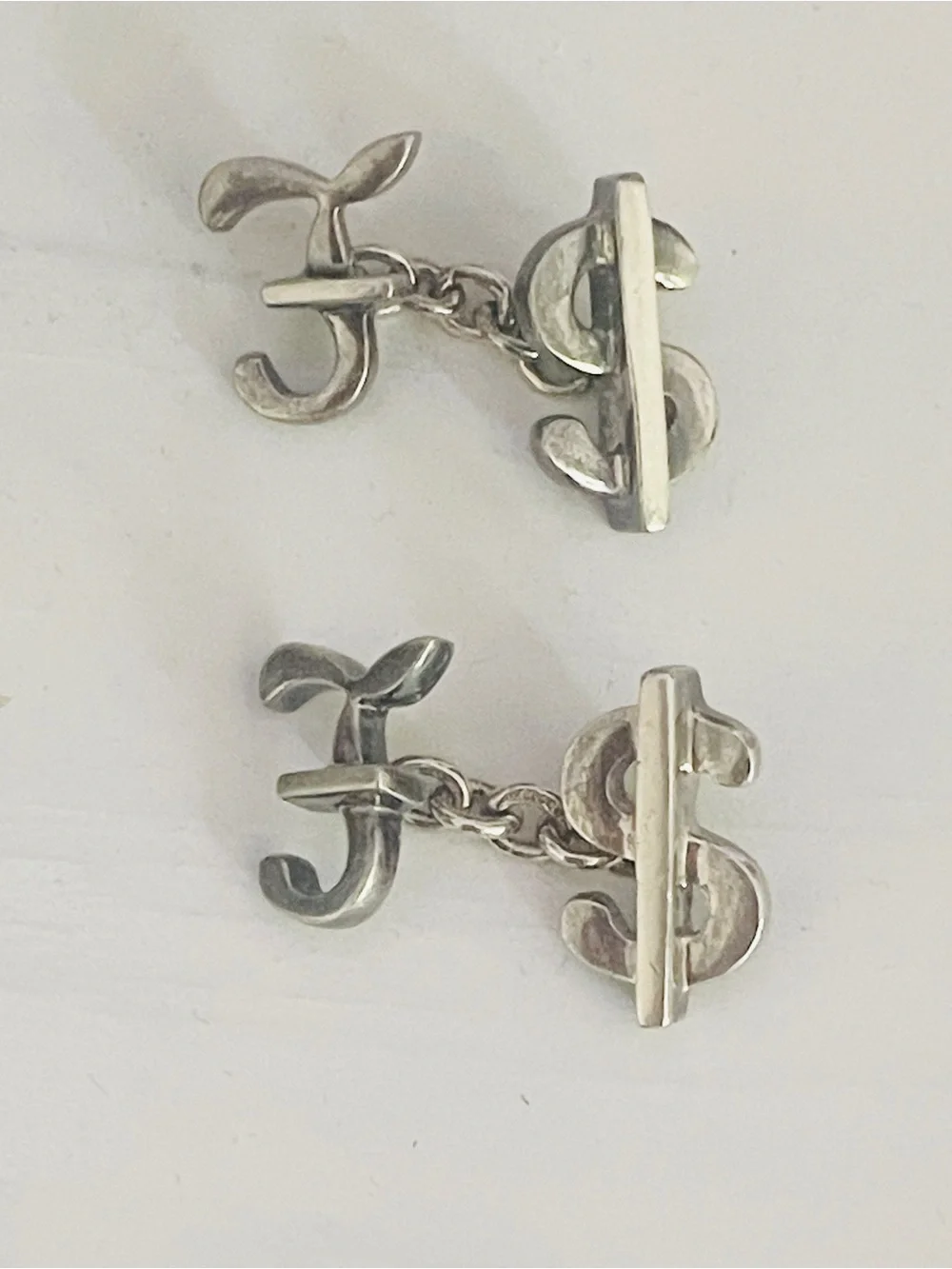 Links of London Sterling Silver Cufflinks 925 Dollar Pound Sign Vintage 1992